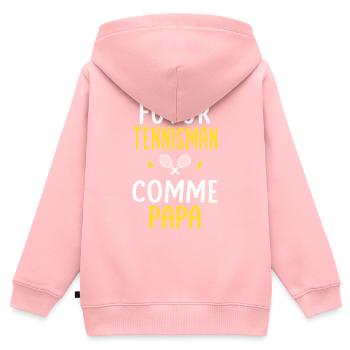 Futur tennisman - Comme papa - Cadeau humour - Sweat Premium à capuche zippé enfant bio - rose - Dos - AI Model Kid Female (0cm)