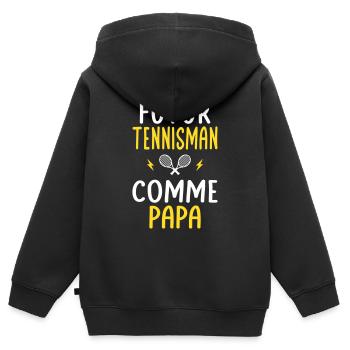 Futur tennisman - Comme papa - Cadeau humour - Sweat Premium à capuche zippé enfant bio - noir - Dos - AI Model Kid Male (0cm)