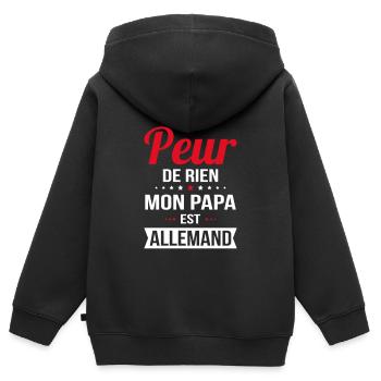 Je n'ai peur de rien mon papa est Allemand - Sweat Premium à capuche zippé enfant bio - noir - Dos - AI Model Kid Male (0cm)