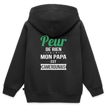 Je n'ai peur de rien mon papa est Camerounais - Sweat Premium à capuche zippé enfant bio - noir - Dos - AI Model Kid Male (0cm)