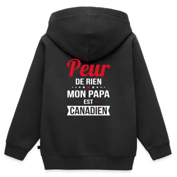Je n'ai peur de rien mon papa est Canadien - Sweat Premium à capuche zippé enfant bio - noir - Dos - AI Model Kid Male (0cm)