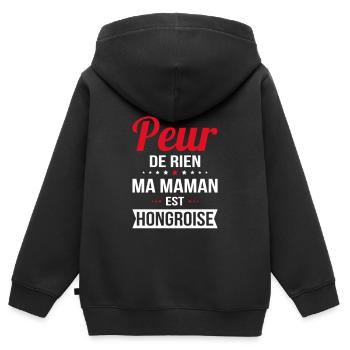Je n'ai peur de rien ma maman est Hongroise - Sweat Premium à capuche zippé enfant bio - noir - Dos - AI Model Kid Male (0cm)