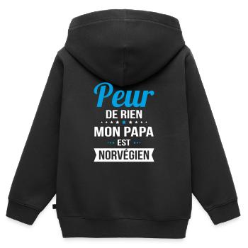 Je n'ai peur de rien mon papa est Norvégien - Sweat Premium à capuche zippé enfant bio - noir - Dos - AI Model Kid Male (0cm)