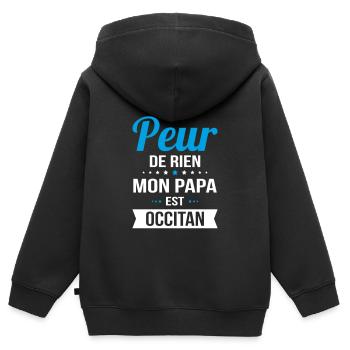 Je n'ai peur de rien mon papa est Occitan - Sweat Premium à capuche zippé enfant bio - noir - Dos - AI Model Kid Male (0cm)
