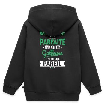 Ma tata n'est pas parfaite - Golfeuse - Sweat Premium à capuche zippé enfant bio - noir - Dos - AI Model Kid Male (0cm)