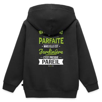 Ma tata n'est pas parfaite - Jardinière - Sweat Premium à capuche zippé enfant bio - noir - Dos - AI Model Kid Male (0cm)