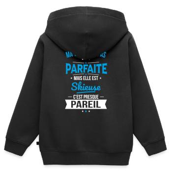 Ma tata n'est pas parfaite - Skieuse - Sweat Premium à capuche zippé enfant bio - noir - Dos - AI Model Kid Male (0cm)