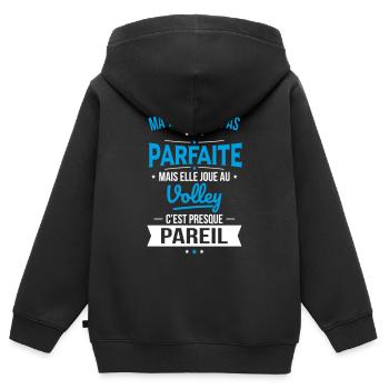 Ma tata n'est pas parfaite - Volley - Sweat Premium à capuche zippé enfant bio - noir - Dos - AI Model Kid Male (0cm)