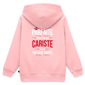 Ma maman n'est pas parfaite - Cariste - Sweat Premium à capuche zippé enfant bio - rose - Dos - AI Model Kid Female (0cm)