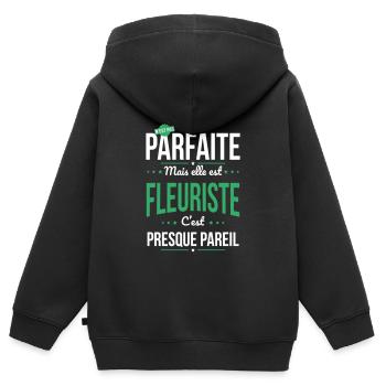 Ma maman n'est pas parfaite - Fleuriste - Sweat Premium à capuche zippé enfant bio - noir - Dos - AI Model Kid Male (0cm)
