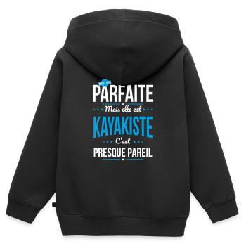 Ma maman n'est pas parfaite - Kayakiste - Sweat Premium à capuche zippé enfant bio - noir - Dos - AI Model Kid Male (0cm)