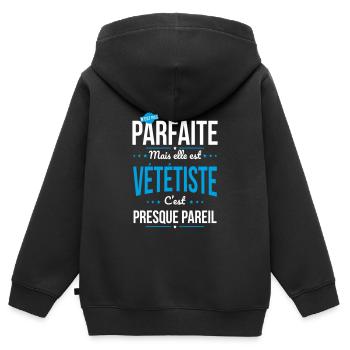 Ma maman n'est pas parfaite - VTT - Sweat Premium à capuche zippé enfant bio - noir - Dos - AI Model Kid Male (0cm)