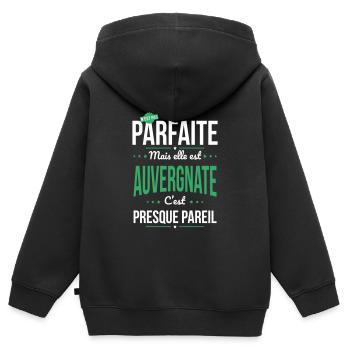 Ma maman n'est pas parfaite - Auvergnate - Sweat Premium à capuche zippé enfant bio - noir - Dos - AI Model Kid Male (0cm)