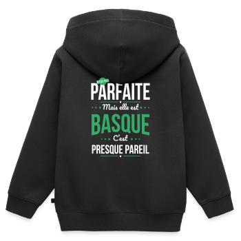 Ma maman n'est pas parfaite - Basque - Sweat Premium à capuche zippé enfant bio - noir - Dos - AI Model Kid Male (0cm)
