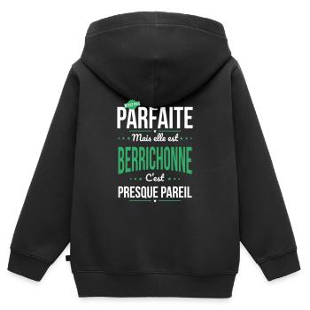 J'ai une maman Berrichonne plus cool - Sweat Premium à capuche zippé enfant bio - noir - Dos - AI Model Kid Male (0cm)