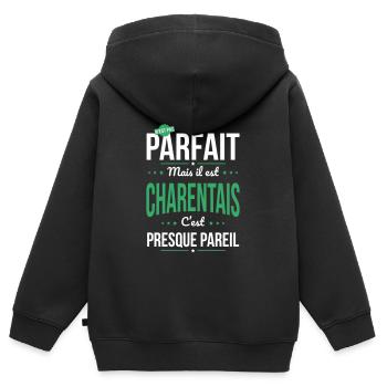 Mon papa n'est pas parfait - Charentais - Sweat Premium à capuche zippé enfant bio - noir - Dos - AI Model Kid Male (0cm)