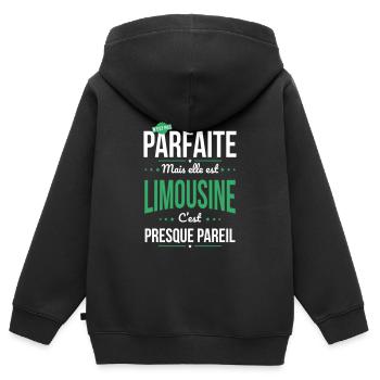 Ma maman n'est pas parfaite - Limousine - Sweat Premium à capuche zippé enfant bio - noir - Dos - AI Model Kid Male (0cm)