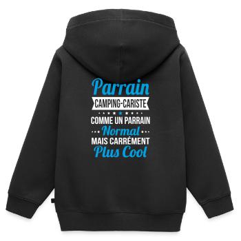 J'ai un parrain camping-cariste plus cool - Sweat Premium à capuche zippé enfant bio - noir - Dos - AI Model Kid Male (0cm)