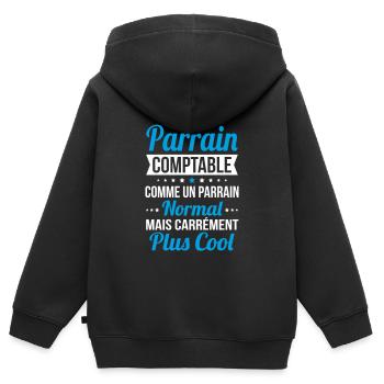 J'ai un parrain comptable plus cool - Sweat Premium à capuche zippé enfant bio - noir - Dos - AI Model Kid Male (0cm)