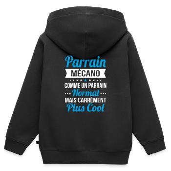 J'ai un parrain mécano plus cool - Sweat Premium à capuche zippé enfant bio - noir - Dos - AI Model Kid Male (0cm)