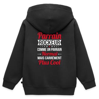 J'ai un parrain rockeur plus cool - Sweat Premium à capuche zippé enfant bio - noir - Dos - AI Model Kid Male (0cm)