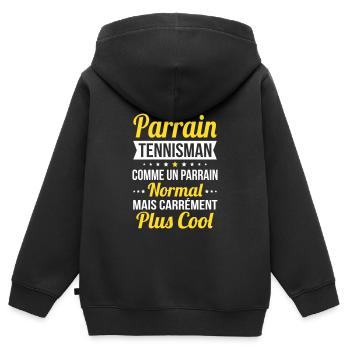 J'ai un parrain tennisman plus cool - Sweat Premium à capuche zippé enfant bio - noir - Dos - AI Model Kid Male (0cm)
