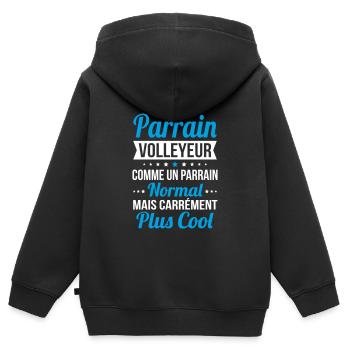 J'ai un parrain volleyeur plus cool - Sweat Premium à capuche zippé enfant bio - noir - Dos - AI Model Kid Male (0cm)