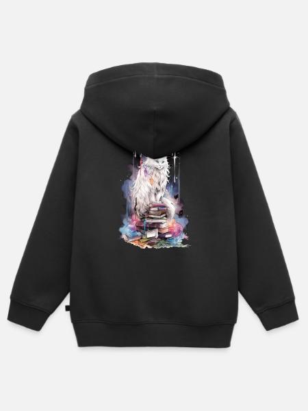 Magische Katze - Kinder Premium Organic Zip Hoodie - Schwarz