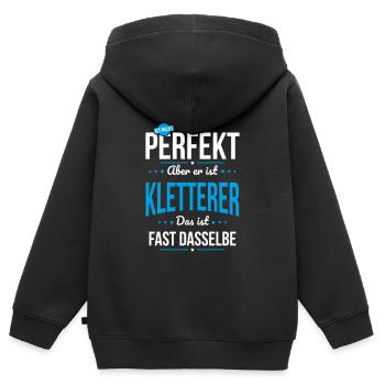Mon père n’est pas parfait, mais c’est un grimpeur - Sweat Premium à capuche zippé enfant bio - noir - Dos - AI Model Kid Male (0cm)