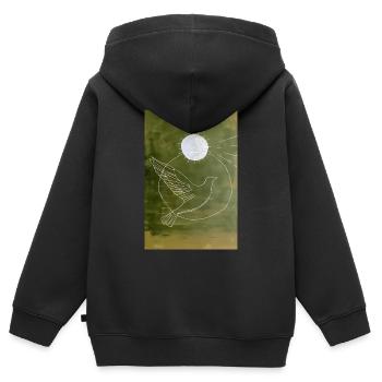 Dove Wall Art, Digital Download Minimalistische - Kinder Premium Organic Zip Hoodie - Schwarz - Hinten - AI Model Kid Male (0cm)