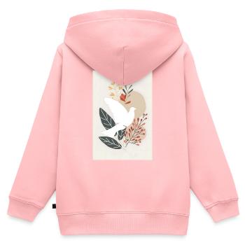 Décoration chrétienne bohème rustique, - Sweat Premium à capuche zippé enfant bio - rose - Dos - AI Model Kid Female (0cm)