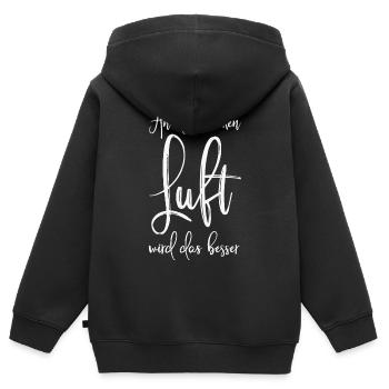 An der frischen Luft wird das besser - Kinder Premium Organic Zip Hoodie - Schwarz - Hinten - AI Model Kid Male (0cm)