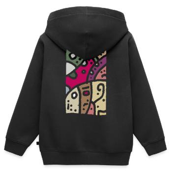 Modèle art - ethno couleur - Sweat Premium à capuche zippé enfant bio - noir - Dos - AI Model Kid Male (0cm)