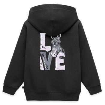 Esel - Kinder Premium Organic Zip Hoodie - Schwarz - Hinten - AI Model Kid Male (0cm)