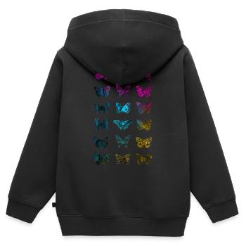 SCHMETTERLING FALTER - Kinder Premium Organic Zip Hoodie - Schwarz - Hinten - AI Model Kid Male (0cm)