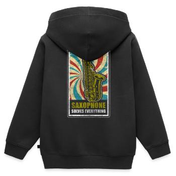 Musiker Musikschule Blaskapelle Konzert - Kinder Premium Organic Zip Hoodie - Schwarz - Hinten - AI Model Kid Male (0cm)
