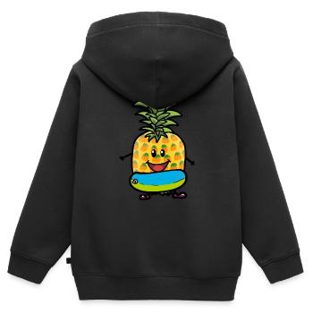 Vitamine Aktive Ananas Sommer Ferien Frucht Obst - Kinder Premium Organic Zip Hoodie - Schwarz - Hinten - AI Model Kid Male (0cm)