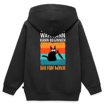 So, der tägliche Wahnsinn kann beginnen - Kinder Premium Organic Zip Hoodie - Schwarz - Hinten - AI Model Kid Male (0cm)