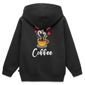 Caféine Café Boire Buveur de café Dicton - Sweat Premium à capuche zippé enfant bio - noir - Dos - AI Model Kid Male (0cm)