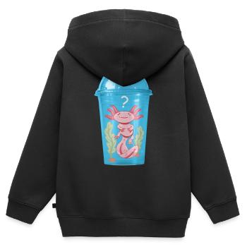 Poisson Ocelot dans un gobelet en plastique - Sweat Premium à capuche zippé enfant bio - noir - Dos - AI Model Kid Male (0cm)