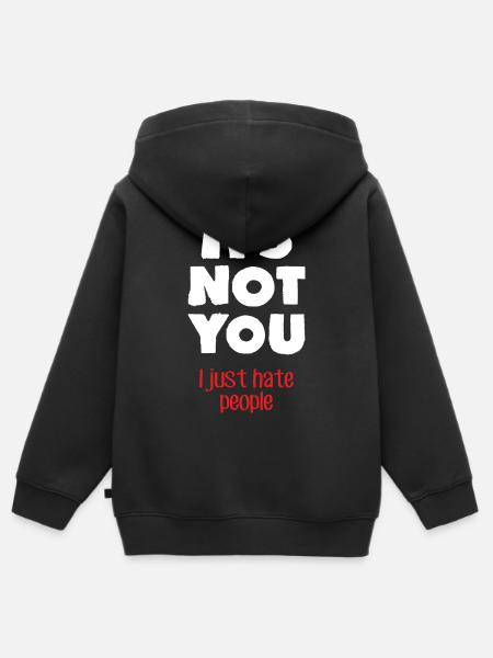 Ich hasse Menschen (dunkel) - Kinder Premium Organic Zip Hoodie - Schwarz