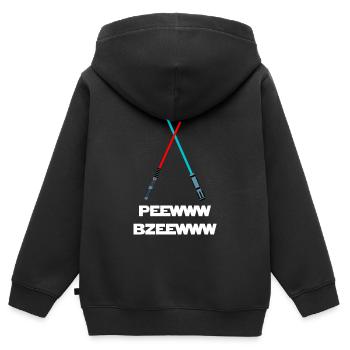 peewww bzeewww lustiges Lichtschwert Lichtschwert Design - Kinder Premium Organic Zip Hoodie - Schwarz - Hinten - AI Model Kid Male (0cm)