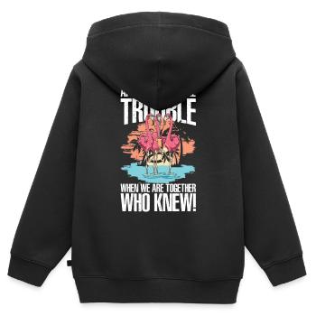 Apparently We're Trouble When We're Together - Kinder Premium Organic Zip Hoodie - Schwarz - Hinten - AI Model Kid Male (0cm)