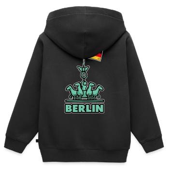 Berlin - Sweat Premium à capuche zippé enfant bio - noir - Dos - AI Model Kid Male (0cm)