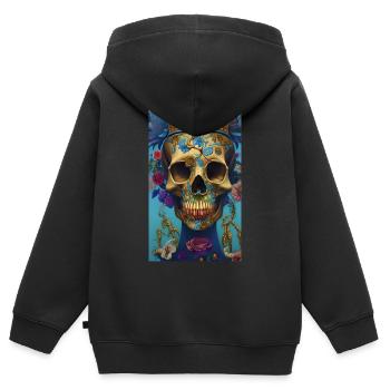 Beautiful fantasy Skull - Kids Premium Organic Zip-up Hoodie - black - Back - AI Model Kid Male (0cm)