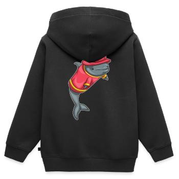 Pompiers de Delfin - Sweat Premium à capuche zippé enfant bio - noir - Dos - AI Model Kid Male (0cm)