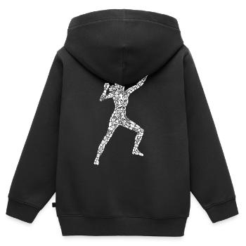 Symboles d’escalade Bloc Filles Femmes Escalade - Sweat Premium à capuche zippé enfant bio - noir - Dos - AI Model Kid Male (0cm)