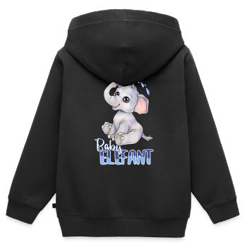 Niedlicher Baby Elefant mit Wasserfontäne - Kinder Premium Organic Zip Hoodie - Schwarz - Hinten - AI Model Kid Male (0cm)
