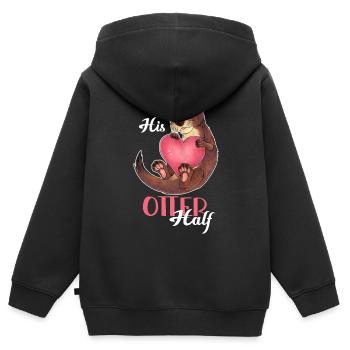 Otter Half, niedlicher Otter Liebe Valentinstag - Kinder Premium Organic Zip Hoodie - Schwarz - Hinten - AI Model Kid Male (0cm)
