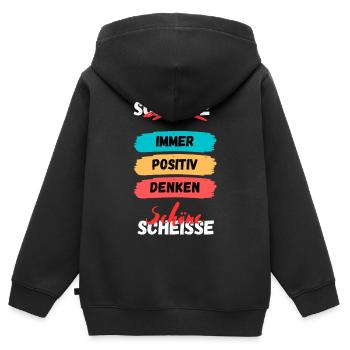 Immer Positiv Denken Farbband - Kinder Premium Organic Zip Hoodie - Schwarz - Hinten - AI Model Kid Male (0cm)